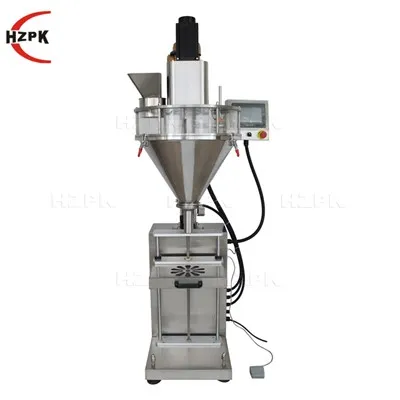 O mașină mică de umplere cu pulbere de birou are un sistem de cântărire încor...